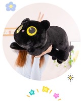 Peluche chat couché la plus vendue, coussin décoratif mignon, chat noir lesté en peluche, rembourrage en coton PP