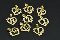 Nouveauté : Collier pendentif en forme de cœur pour femme, avec lettres A-Z incrustées, plaqué or rose, décor floral, tendance