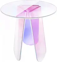 虹色の色北欧のカラフルなファンシーミニマリスト虹色のリビングルームサイドラウンドクリスタルレインボークリアアクリルコーヒーテーブル