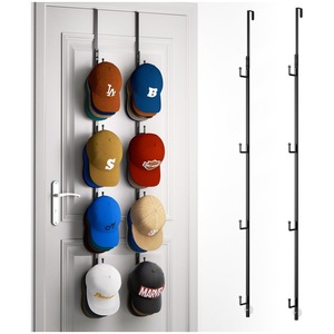Over <b>Door</b> Baseball Cap <b>Rack</b> 4 Layers Black Hook Type <b>Storage</b> Organizer For Hats And Clothing - Product Image 1