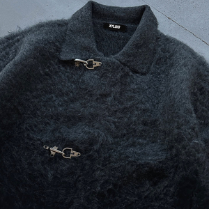 Vestes en mohair surdimensionnées tricotées sur mesure, de haute qualité, pour pompiers, avec boucle à fermoir homard, design tendance, vestes en mohair pour hommes - Product Image 3