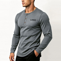 Chemises Henley pour hommes, taille EU, manches longues, t-shirts vierges en gros, vêtements Old Money, vêtements actifs, t-shirts pour hommes