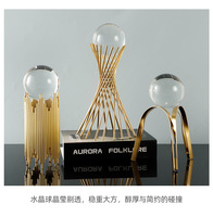 Accessoire de table nordique moderne de luxe, ornements en fer macramé en résine de verre cristal doré, décoration artistique pour le salon