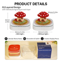 Bloc-notes calendrier modèle maison champignon en papier 3D avec veilleuse LED et couvercle anti-poussière transparent, décoration créative, cadeau