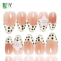 Kit de faux ongles Y2K Glam 3D en gel, inspiré de la mode, décoré de coccinelles, luxe fait main, courts, à pois, haut de gamme