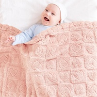 Couverture polaire pour bébé, motif cœur à carreaux, ultra douce, confortable, moelleuse, respectueuse de la peau, pour filles et garçons, nouveau-né, tout-petit, berceau, poussette