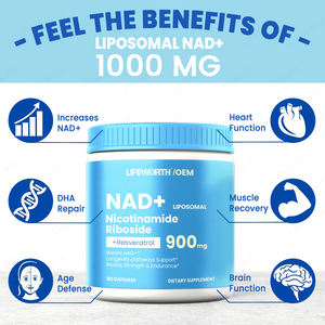 Capsules de nicotinamide riboside et de resvératrol végétaliennes à marque privée Lifeworth, complément alimentaire stimulant le NAD+, certifié HACCP et GMP, antioxydant - Product Image 2