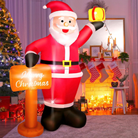 Père Noël gonflable de 6 pieds avec boîte cadeau, panneau Joyeux Noël, ornement lumineux LED pour la cour, la pelouse, la décoration extérieure des fêtes