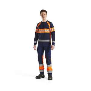 BLAKLADER - 351010308853XS Camiseta de manga larga de alta visibilidad Azul marino/Naranja-EAN 7330509714072 ROPA DE TRABAJO DE LA HI-VIS - Product Image 3