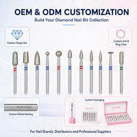 Embouts de ponceuse à ongles diamantés de 3/32 pouces, 11 formes, pour le nettoyage des cuticules, pour manucure russe, emballage personnalisé avec logo OEM