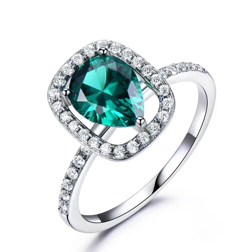 Luxury Classic Female Big Stone Square Jade Emerald Rings