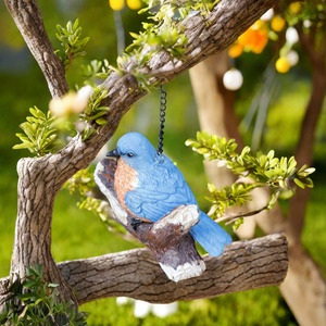 Scultura Artigianale in Resina Personalizzata, Piccola Uccellina Blu Dipinta a Mano, Decorazione per Giardino e Alberi - Product Image 4