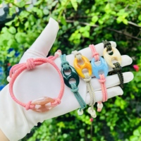 Bracelet en résine multicolore réglable fait main avec breloque nez de cochon, bijou en corde tressée style Ins, cadeau unisexe