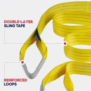 Giá rẻ 150mm 180mm 6t 2m doubl ply Polyester Vải Sling với nâng mắt SF: 8: 1 SF: 7: 1 SF: 6: 1 SF: 5: 1