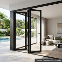 Ventana Plegable de Aluminio Resistente a Huracanes, Ventanas Plegables de Vidrio Doble, Precio por Pedido al por Mayor