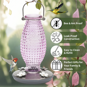 Mangeoire à colibris de meilleure qualité Mangeoire à colibris en verre à poignée ferme avec 4 ports d'alimentation - Product Image 6