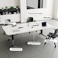 Table de conférence pliable multifonctionnelle, mobile et connectable, bureau de 2,4 m, table de formation et chaises pour salle de conférence