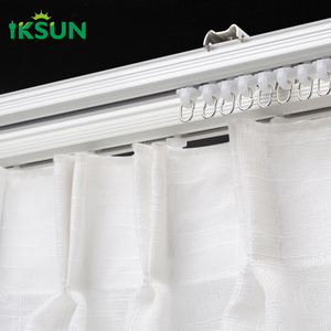 IKSUN personalizado deslizante montado en la pared riel de cortina aluminio extensible silencioso juego de rieles de cortina para oficina en casa - Product Image 3