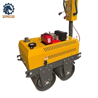Compacteur routier portatif à double roue 505 kg, tambour de 600 mm, vibration 70 Hz, 0-4 km/h, rouleau vibratoire autoporté, démarrage électrique