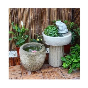 Pompe de fontaine d'eau en pierre au design contemporain, taille personnalisable pour usage extérieur en jardin - Caractéristiques de geyser et de cascade en granit - Product Image 3