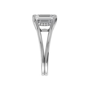 Excellent <b>Emerald</b> Cut Lab Grown Diamond <b>Ring</b> 925 <b>Silver</b> 9kt, 14kt, 18kt Gold Diamond <b>Rings</b> for Women's Engagement <b>Ring</b> - Product Image 3