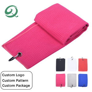 Serviette de <span class=keywords><strong>golf</strong></span> brodée de qualité supérieure, portable, en microfibre, motif gaufré, 16 x 24 pouces, pliable en trois parties - Product Image 1