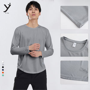 Vente en gros T-shirts de fitness grande taille pour hommes, hauts de sport respirants à manches longues et à séchage rapide, vêtements de gymnastique avec couche de base - Product Image 2