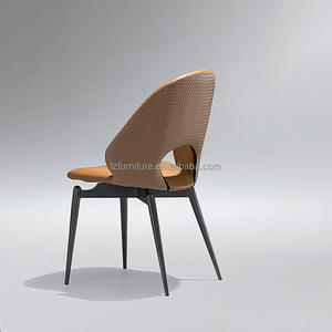 Modern Stylish Open Back Dining Room <b>Chairs</b> Comfortable High Dense <b>Padding</b> Woven Leather Detailed Outer Backrest Accent Design - Product Image 5