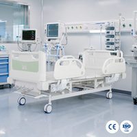 Lit médical manuel personnalisable à quatre fonctions avec cadre en fer, quatre bascules, garantie de 3 ans pour les soins aux patients