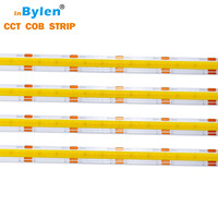 IP20 10mm Cob şerit su geçirmez açık alan aydınlatması 5 metre 90 ° 3 yıl garanti çift renk akıllı CCT LED şeritler toptan Shenzhen RTS