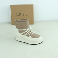 Bottes de neige chaudes en cuir véritable imperméable de haute qualité L.M.G.G H13 avec semelle extérieure respirante en TPR et doublure en fourrure marron