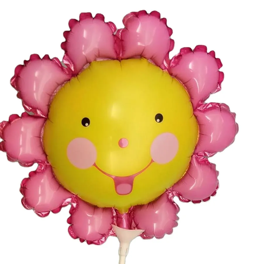 Globos de helio con forma de corazón con estampado de cara sonriente, decoración de fiesta al por mayor, globo de aluminio