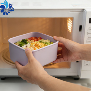 Silicone Food Storage <b>Box</b> Square Airtight Fresh Keeping Containers For Camping Picnic With Flip Top Lid <b>Macaron</b> Colors - Product Image 4