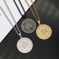 Collier à Pendentif Rond en Acier Inoxydable pour Homme avec 7 Archanges Charme Sigil Sceau Religieux Religieux Rune Collier à Chaînes de Mode