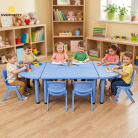 Muebles de Aula de Jardín de Infancia Modernos y Duraderos al por Mayor, Juego de Mesa y Sillas de Actividades Modulares de Plástico con 8 Asientos