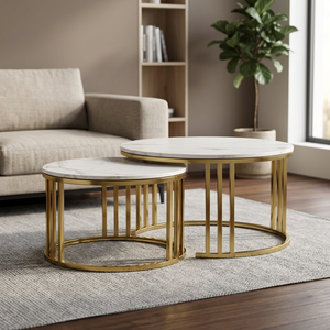 Sheeraz International Modern Rustic <b>Nesting</b> Coffee <b>Table</b> Set of 2 Home Restaurant Hotels Metal <b>Tables</b> for Living Room Furniture - Product Image 5