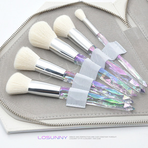 Juego de 10 Brochas de <span class=keywords><strong>Maquillaje</strong></span> con Mango de Cristal y Diamantes, con Bolsa de Diamantes, Brochas de <span class=keywords><strong>Maquillaje</strong></span> con Logotipo Personalizado Transparente, Herramientas Cosméticas - Product Image 3