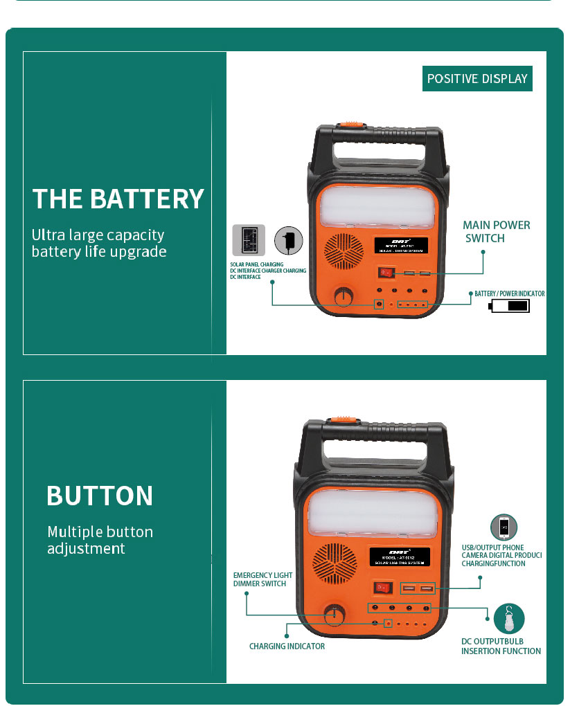 AT-9012  DAT solar energy system kits  home solar lighting system  rechargeable emergency light