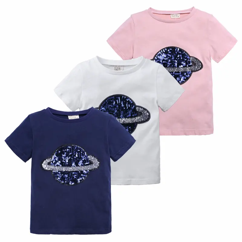 子供夏服赤ちゃん女の子男の子半袖スパンコールトップTシャツキッズソフトコットンTシャツ