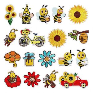 Hot Sale Summer Style Embroidered Iron on Cartoon <b>Bee</b> Sunflower Car Bicycle Patch for Clothes Bag Decoration - Product Image 1