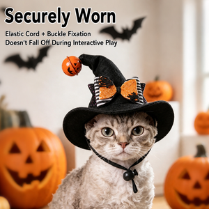 Chapeau de sorcier d'Halloween pour animaux de compagnie (chats et chiens) autoportant avec coins arrondis, fabriqué en Chine - Product Image 3
