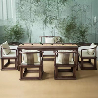 Nouvelle table à manger de style chinois, chaises, table à thé zen, table à thé en bois massif antique, salle de réception, table à thé en bois massif