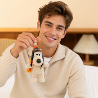 Porte-clés en peluche style motard, chien pug de 15 cm, rembourré en coton PP, avec casque d'aviateur, jouet pour enfants de 5 à 7 ans