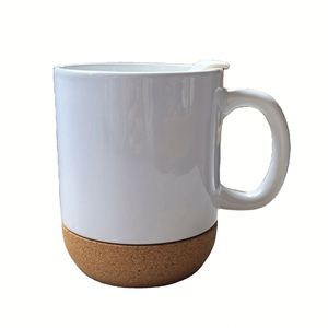 Taza de Cerámica Minimalista con Base de Corcho y Logotipo Personalizado Serigrafiado, Posavasos de Madera, Resistente a Altas Temperaturas, Acabado Mate, Tapa Simple - Product Image 2