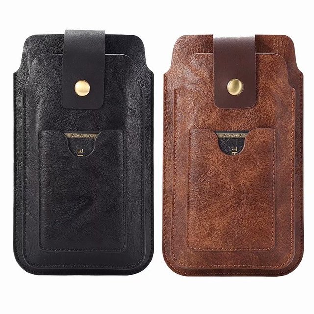 3D Design Dual Cellphone PU Leather Case Credit Card Slot Hook Anti-Scratch Shockproof for iPhone 17/16/15/14/13 Pro