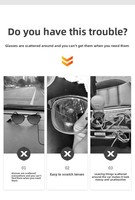 Étui à lunettes de soleil populaire pour voiture, sac de rangement suspendu pour pare-soleil, support intérieur pour lunettes de soleil et de vue, porte-billets/cartes en cuir PU