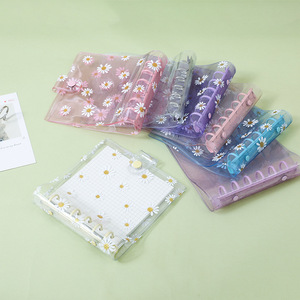 Cute 15*15cm Square Transparent Daisy <strong>Journal</strong> Budget Notebook Planner Clear PVC A7 6 Ring Binder for Girls - Product Image 2