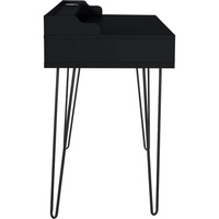 Bureau d'ordinateur moderne en MDF avec pieds en forme d'épingles de 115 cm de large, chargement sans fil, 2 tiroirs et gestion des câbles, idéal pour usage industriel, loft ou domestique