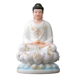 Marmer Putih Sakyamuni Buddha 12 / 16 / 19 Inch Tibet King Bodhisattva Guanyin Buddha Guan Yin