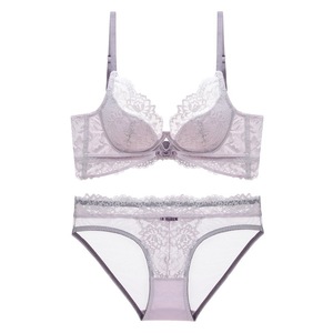 Conjunto de sujetador con aros y bragas de encaje sexy para mujer, transpirable, con tirantes ajustables, color liso, conjunto de sujetador sexy, tallas grandes, ropa interior femenina - Product Image 5